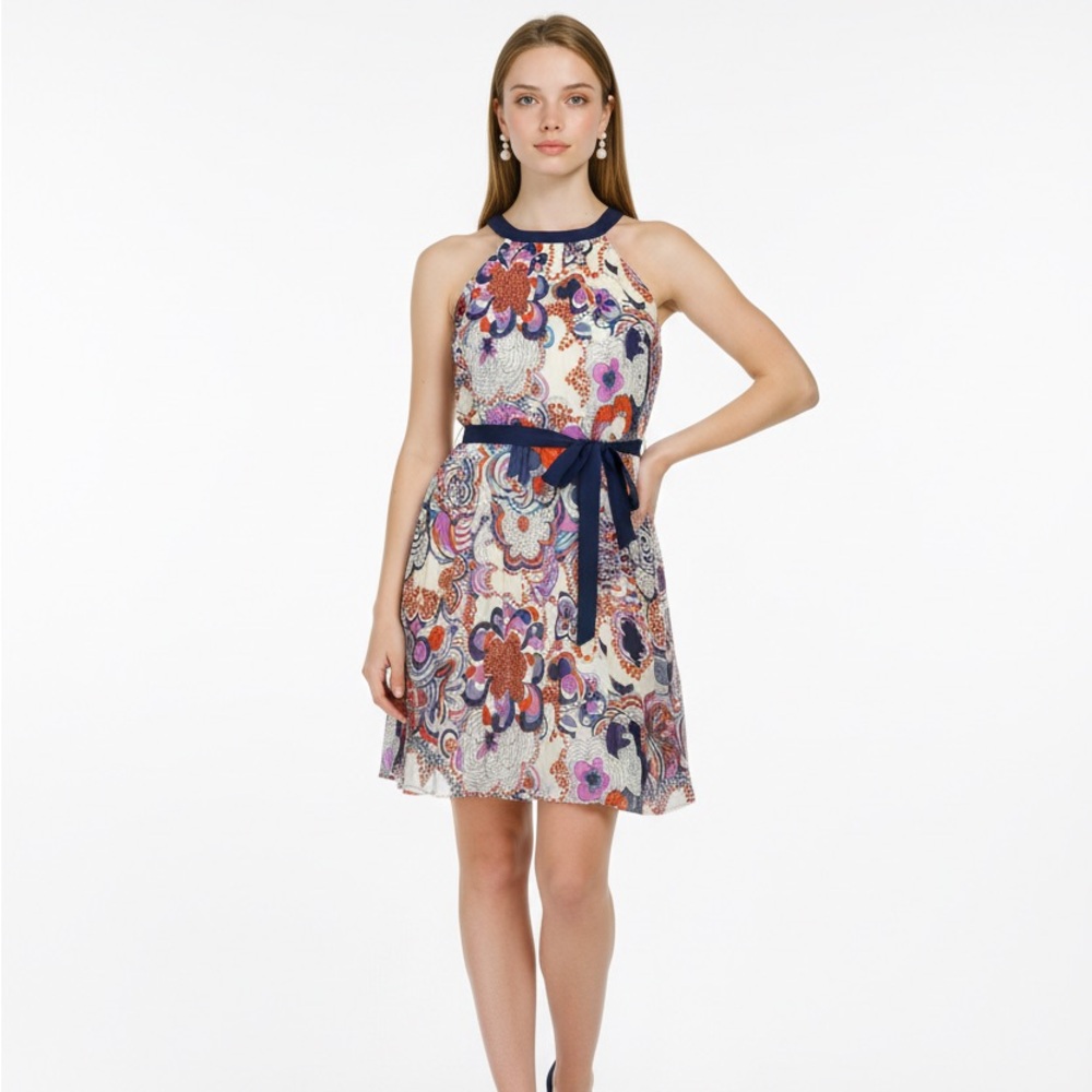 Women's Liberty of London XS White Blue Floral Mini Dress Whimsical Cottagecore